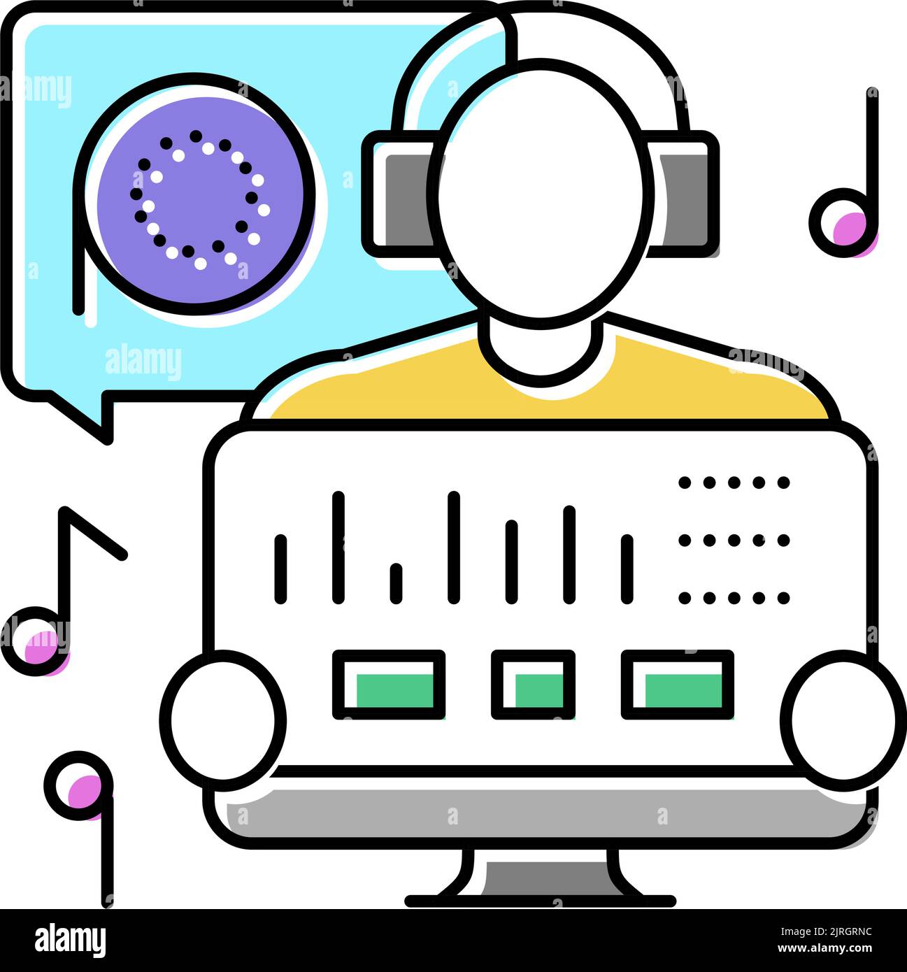 sound engineer video production film color icon vector illustration