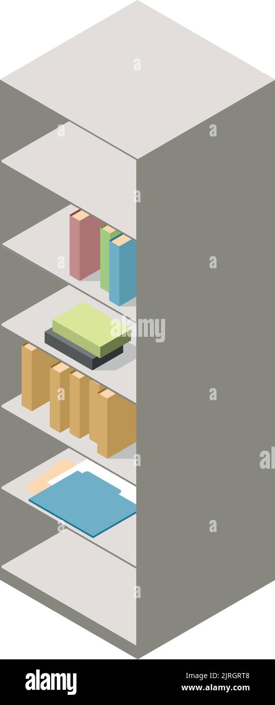 Book cabinet isometric icon. House storage furniture Stock Vector Image ...