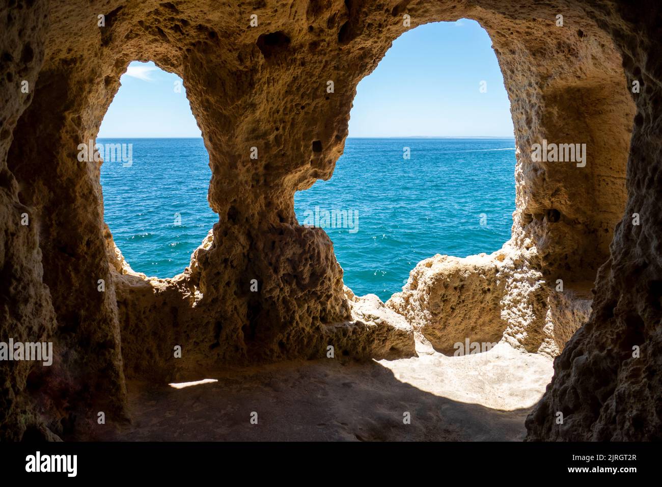 The natural caves exists in Algar Seco, Carvoeiro, Algarve - Portugal Stock Photo
