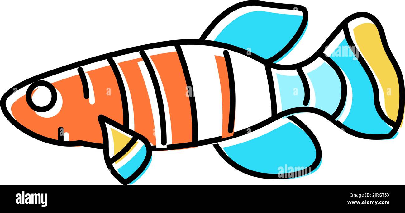 killifish aquarium fish color icon vector illustration Stock Vector