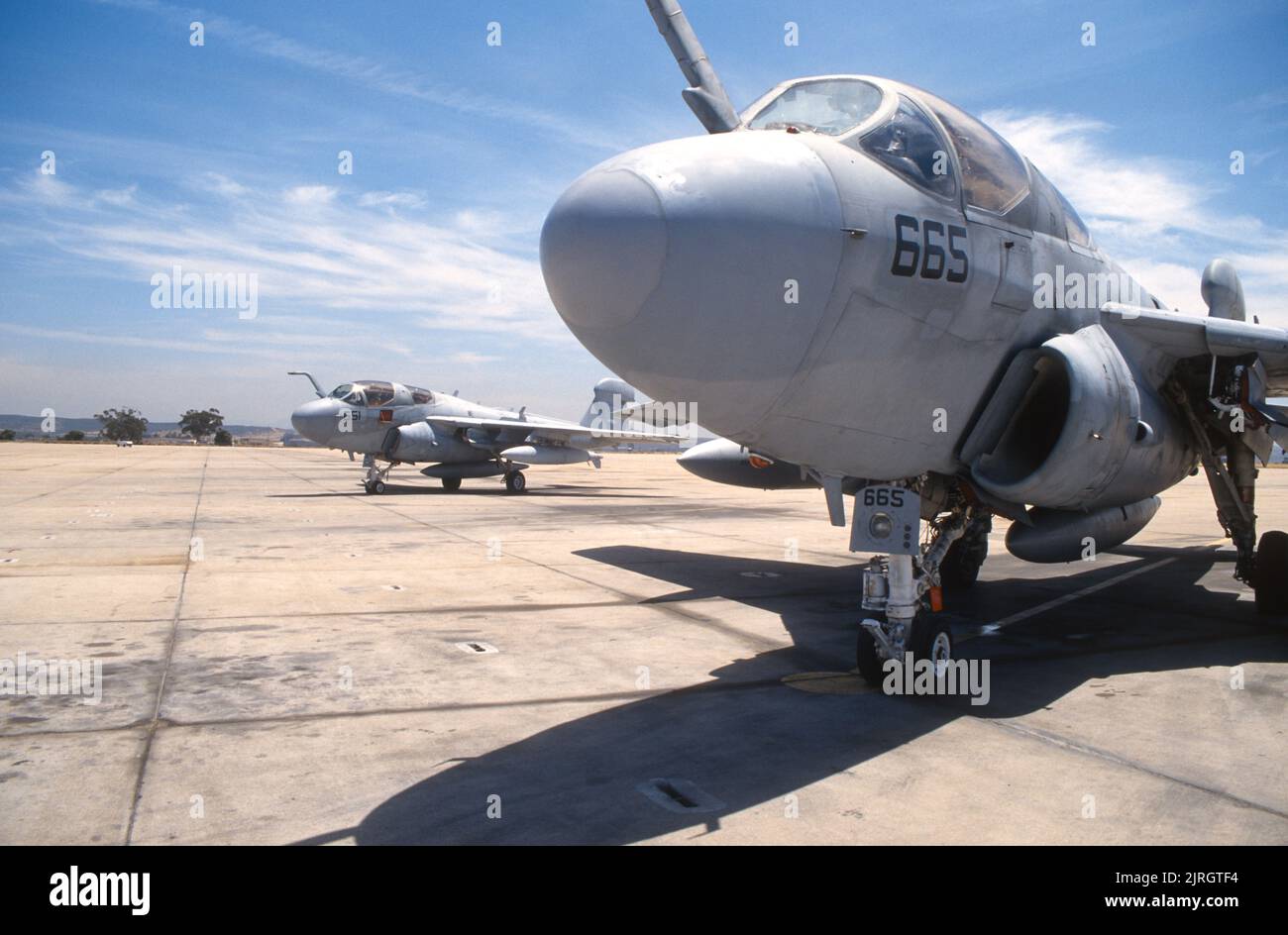Grumman EA-6B Prowlers on the tarmac at NAS Miramar in San Diego, California Stock Photo