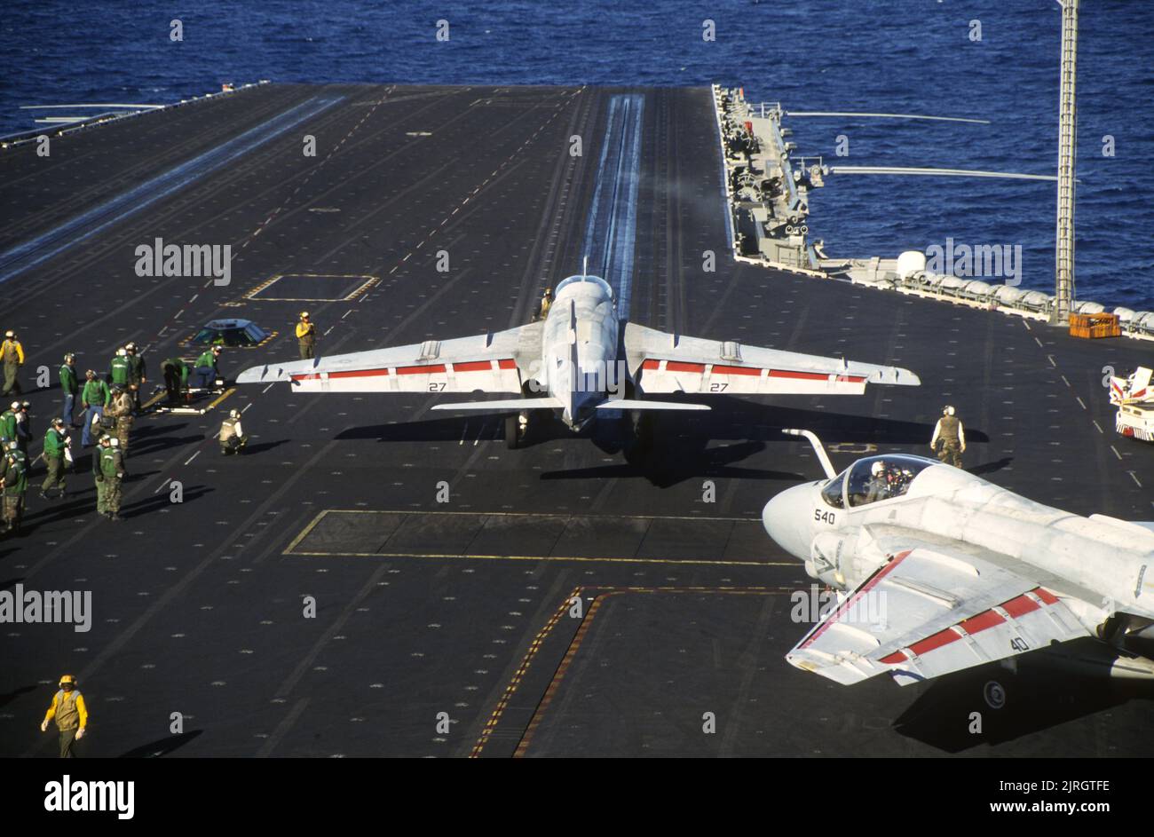 Grumman A-6 Intruders on the flight deck Stock Photo