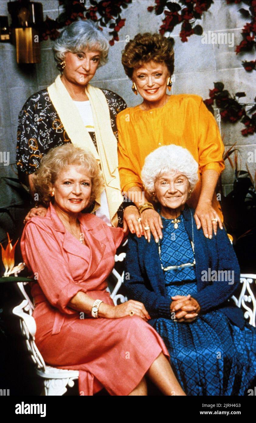 BETTY WHITE, ESTELLE GETTY, BEATRICE ARTHUR, RUE MCCLANAHAN, THE GOLDEN GIRLS, 1985 Stock Photo