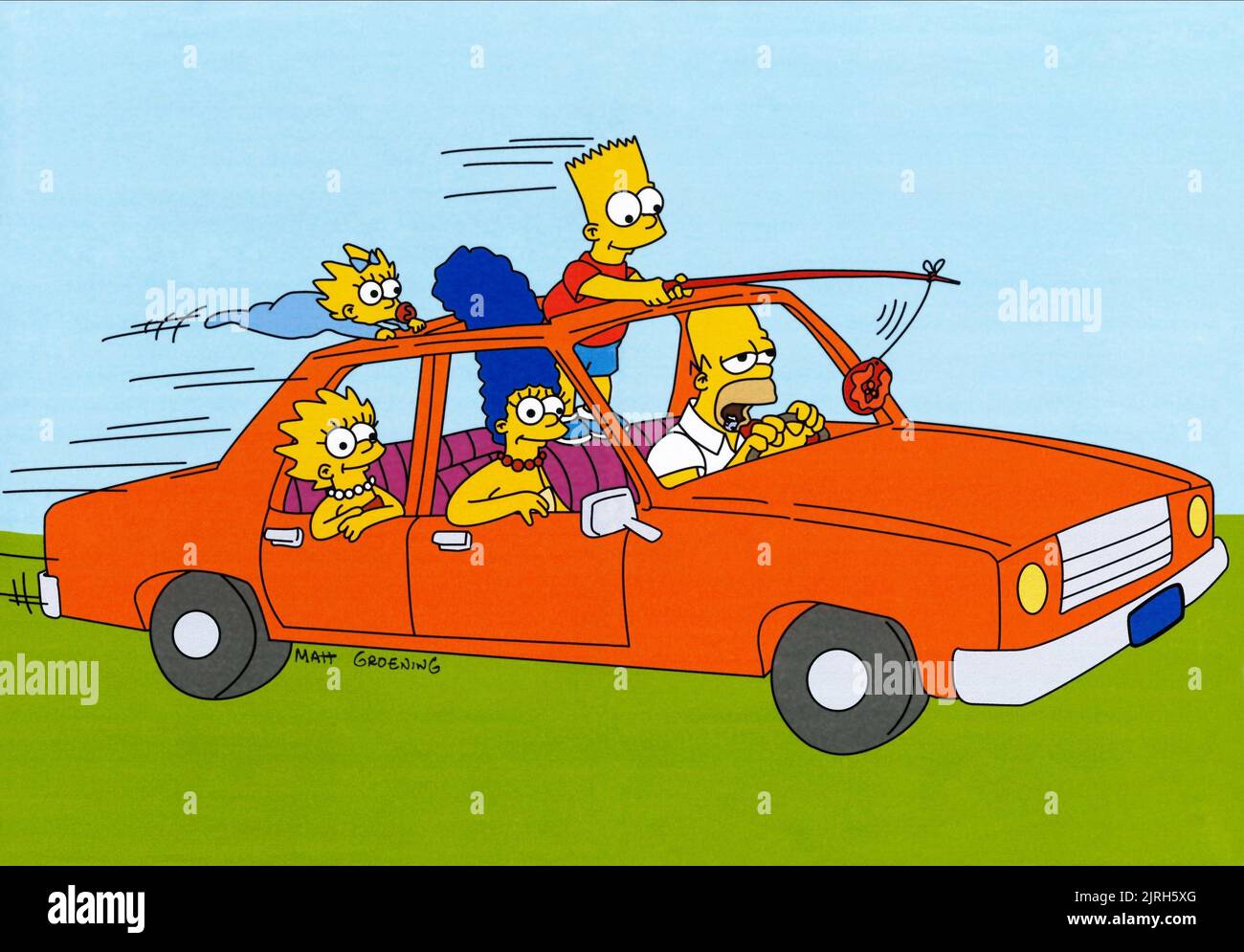 MAGGIE, LISA, MARGE, BART, HOMER SIMPSON, THE SIMPSONS, 1989 Stock Photo