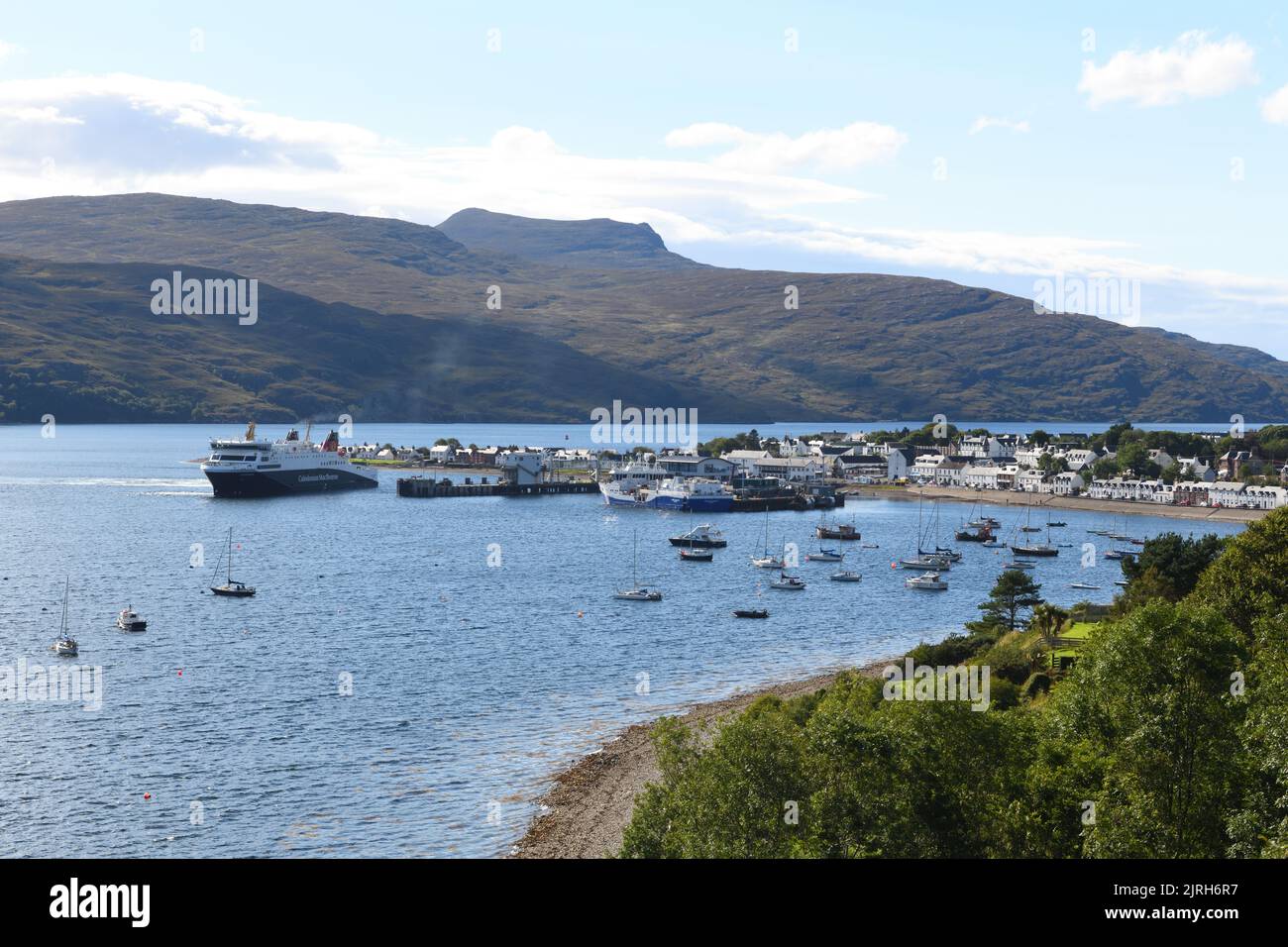 24th, August, 2022.  MV Loch Seaforth car ferry arrives at Ullapool from Stornoway on the west coast of Scotland, UK Stock Photo
