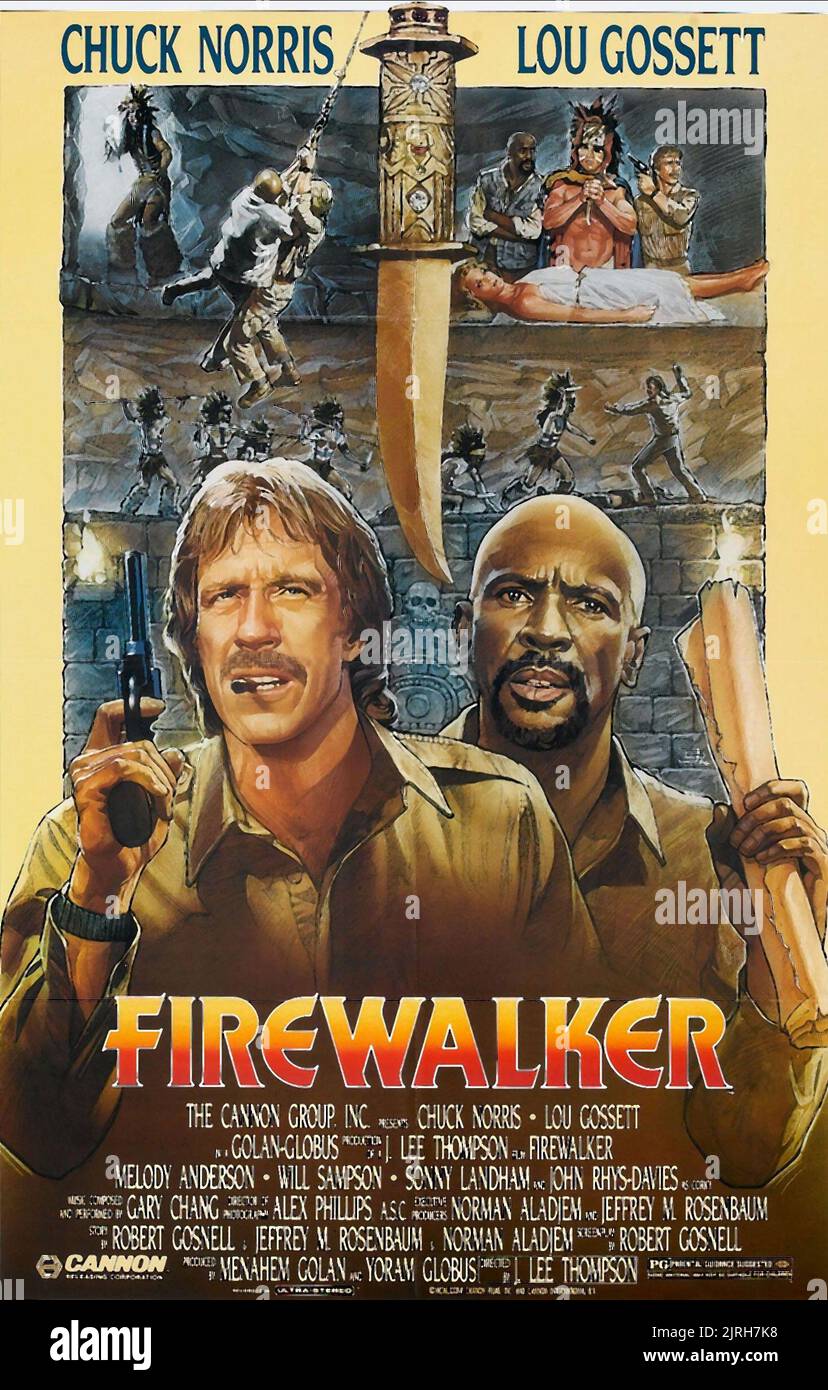 CHUCK NORRIS, LOUIS GOSSETT JR. POSTER, FIREWALKER, 1986 Stock Photo