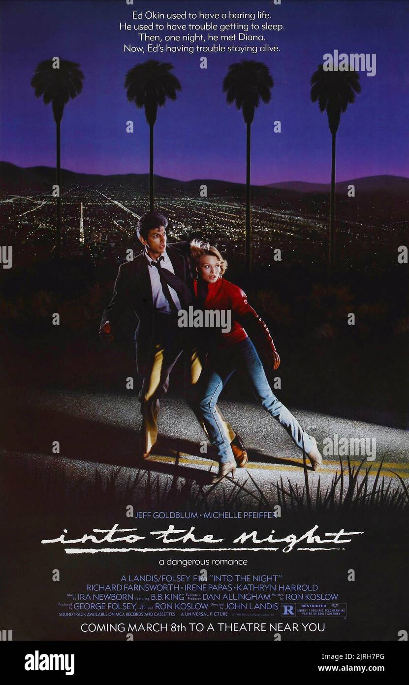 MOVIE POSTER, INTO THE NIGHT, 1985 Stock Photo