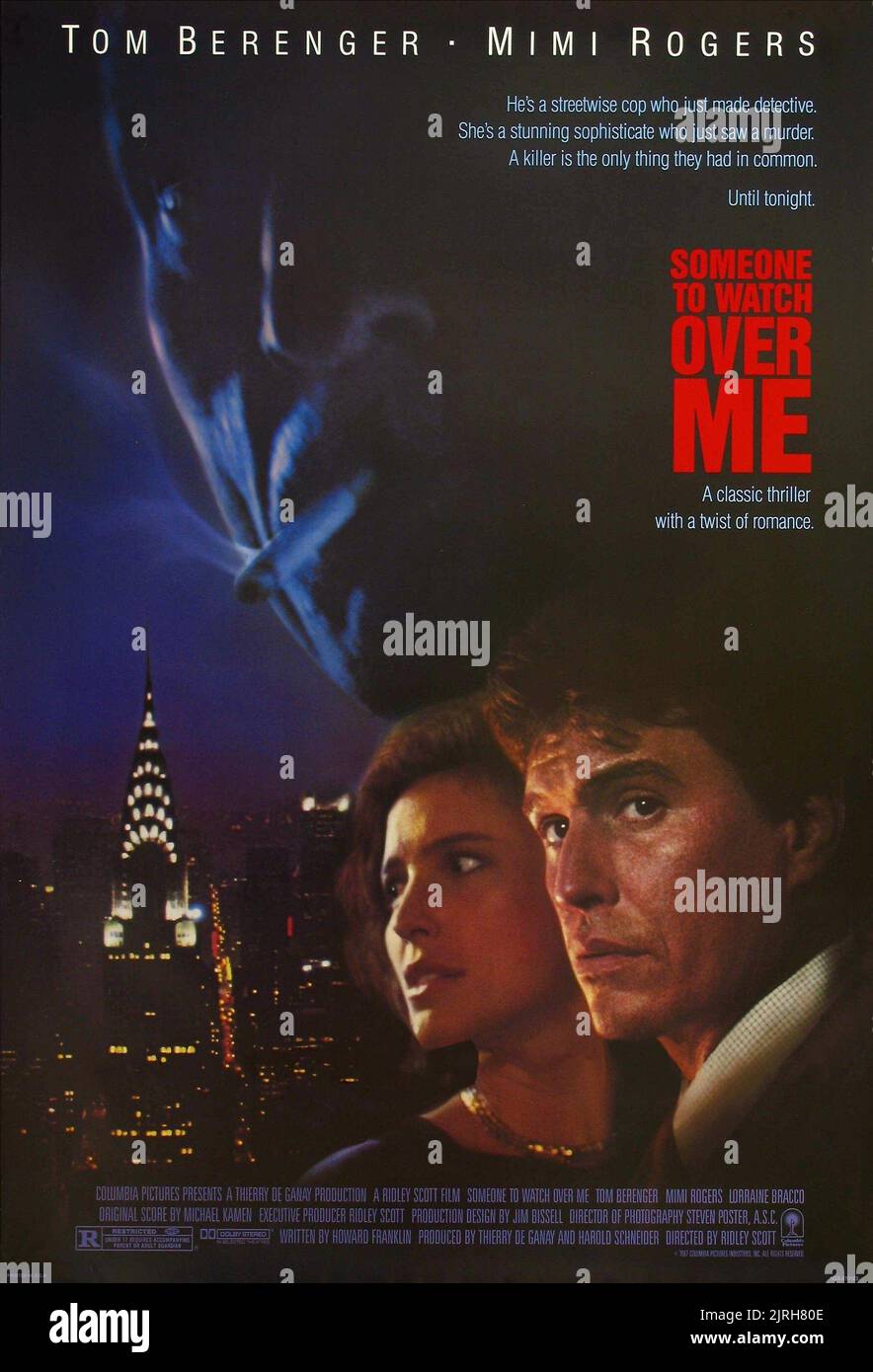 TOM BERENGER, MIMI ROGERS POSTER, SOMEONE TO WATCH OVER ME, 1987 Stock Photo