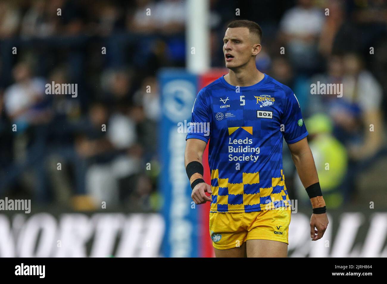 Ash Handley #5 of Leeds Rhinos during pre-game warm up in, on 8/24/2022 ...