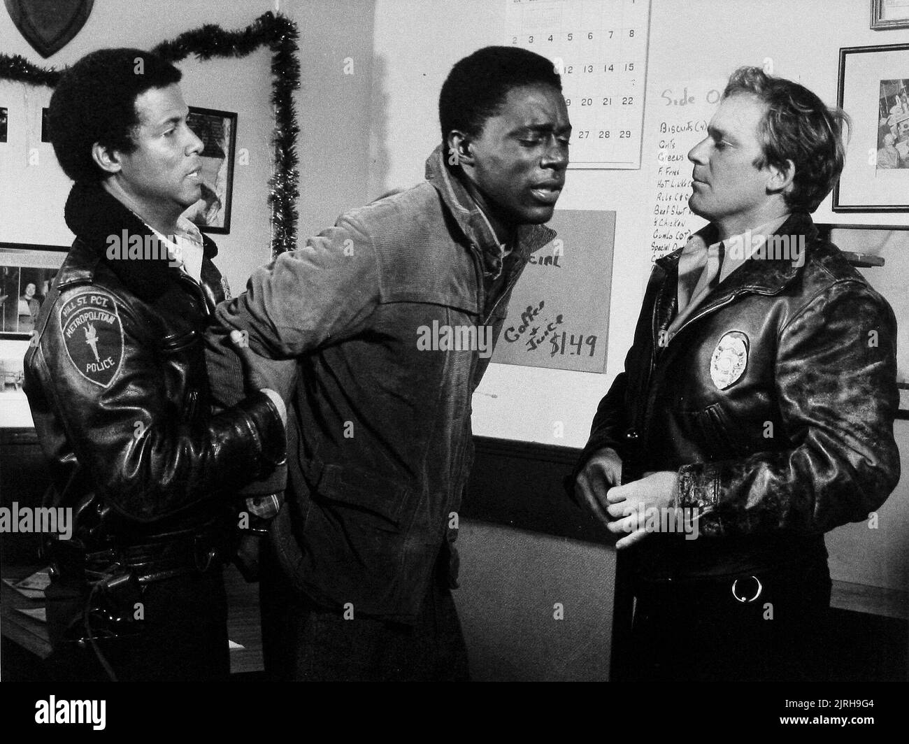 MICHAEL WARREN, CHARLES PENLAND, CHARLES HAID, HILL STREET BLUES, 1983 Stock Photo