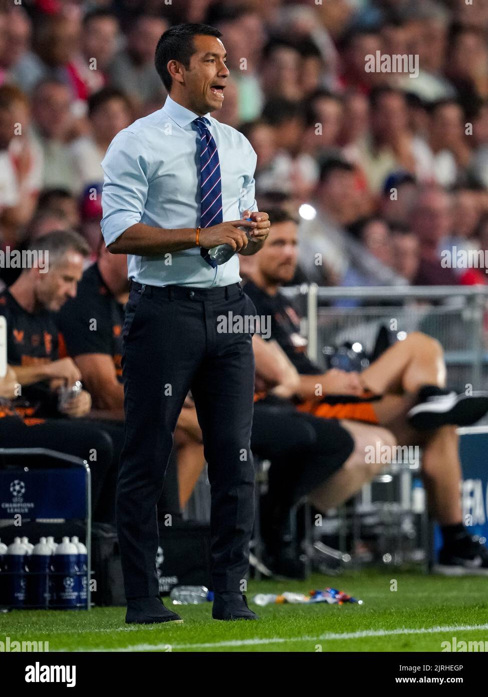 EINDHOVEN, NETHERLANDS - AUGUST 24: Coach Giovanni van Bronckhorst of Rangers during the UEFA Champions League Play-Off Second Leg match between PSV and Rangers at the Philips Stadion on August 24, 2022 in Eindhoven, Netherlands (Photo by Geert van Erven/Orange Pictures) Stock Photo