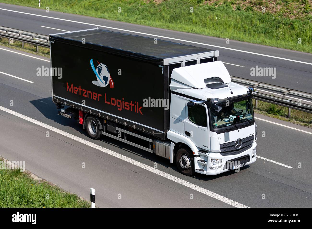 Metzner Logistik Mercedes-Benz Actros truck on motorway Stock Photo