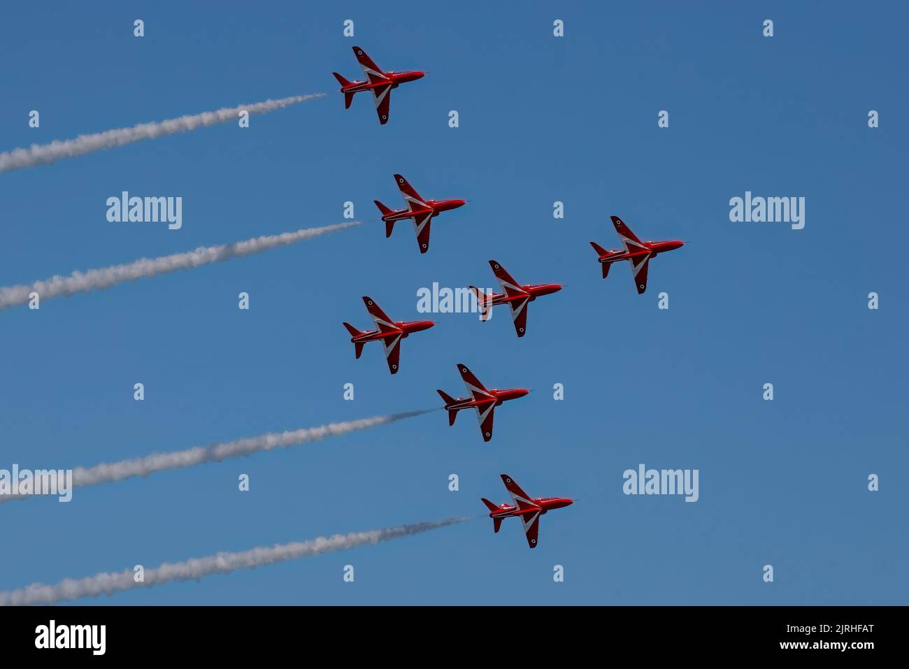 Eastbourne, East Sussex, UK. Featuring the RAF Red Arrows Display Team at the annual Eastbourne