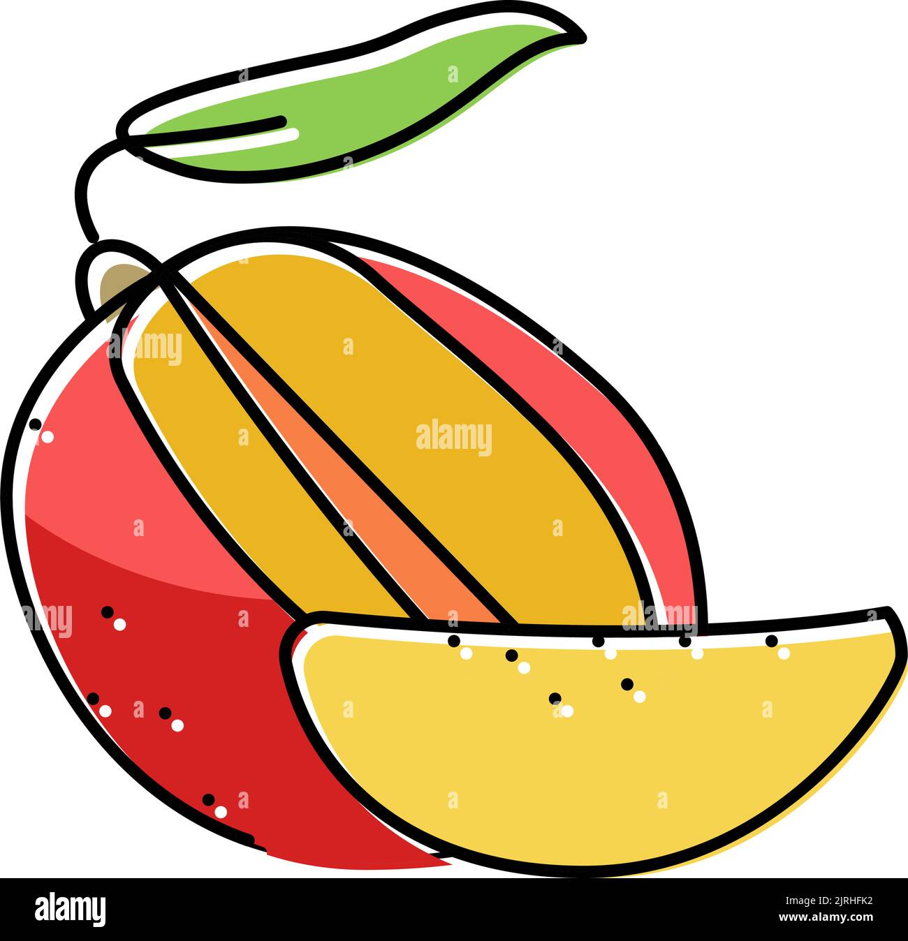 mango cut slice leaf color icon vector illustration Stock Vector Image