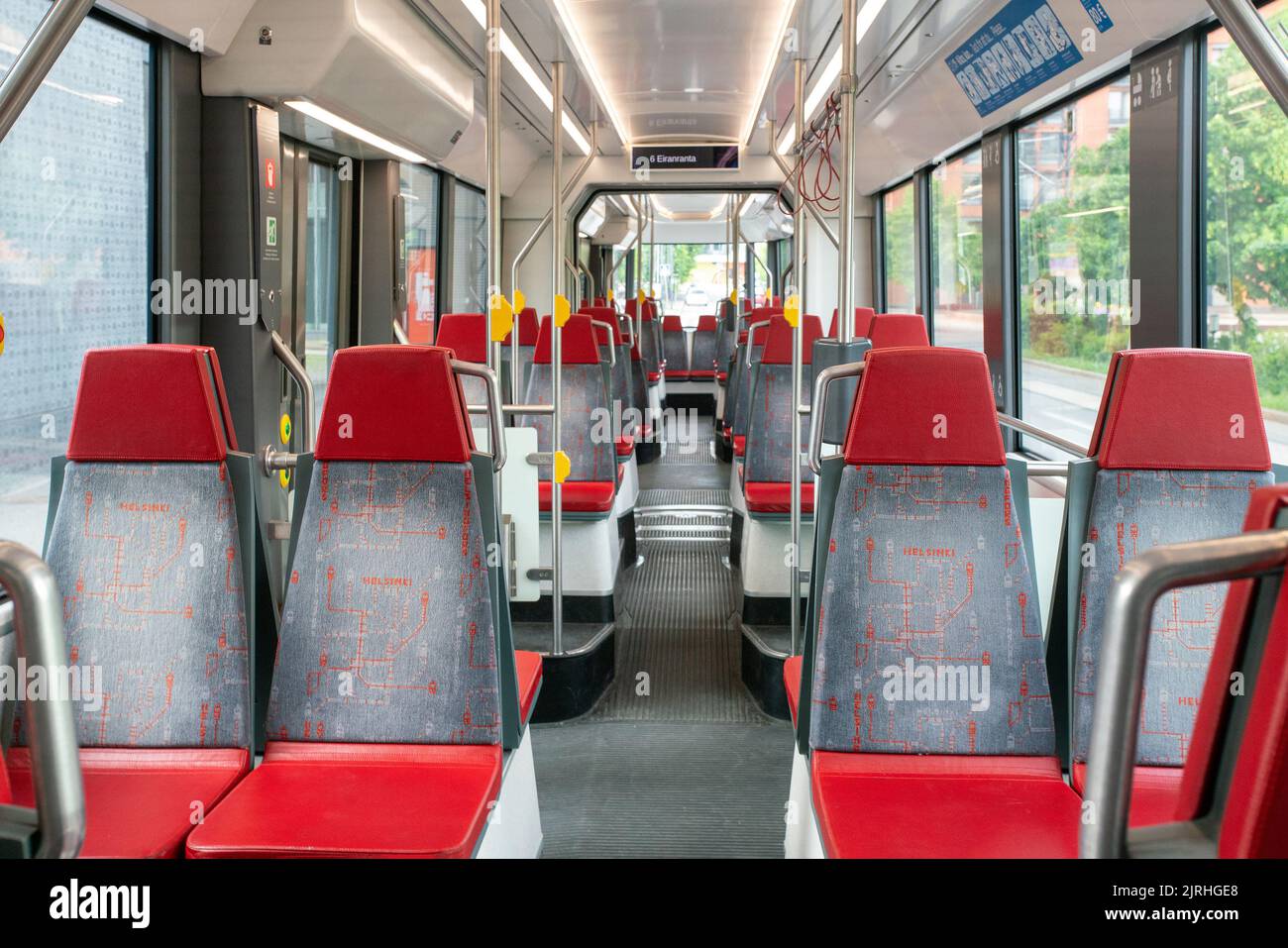 06-22-2022   Helsinki, Finland /Tram in Helsinki - interior (expensive tickets, bus comfortable) Stock Photo