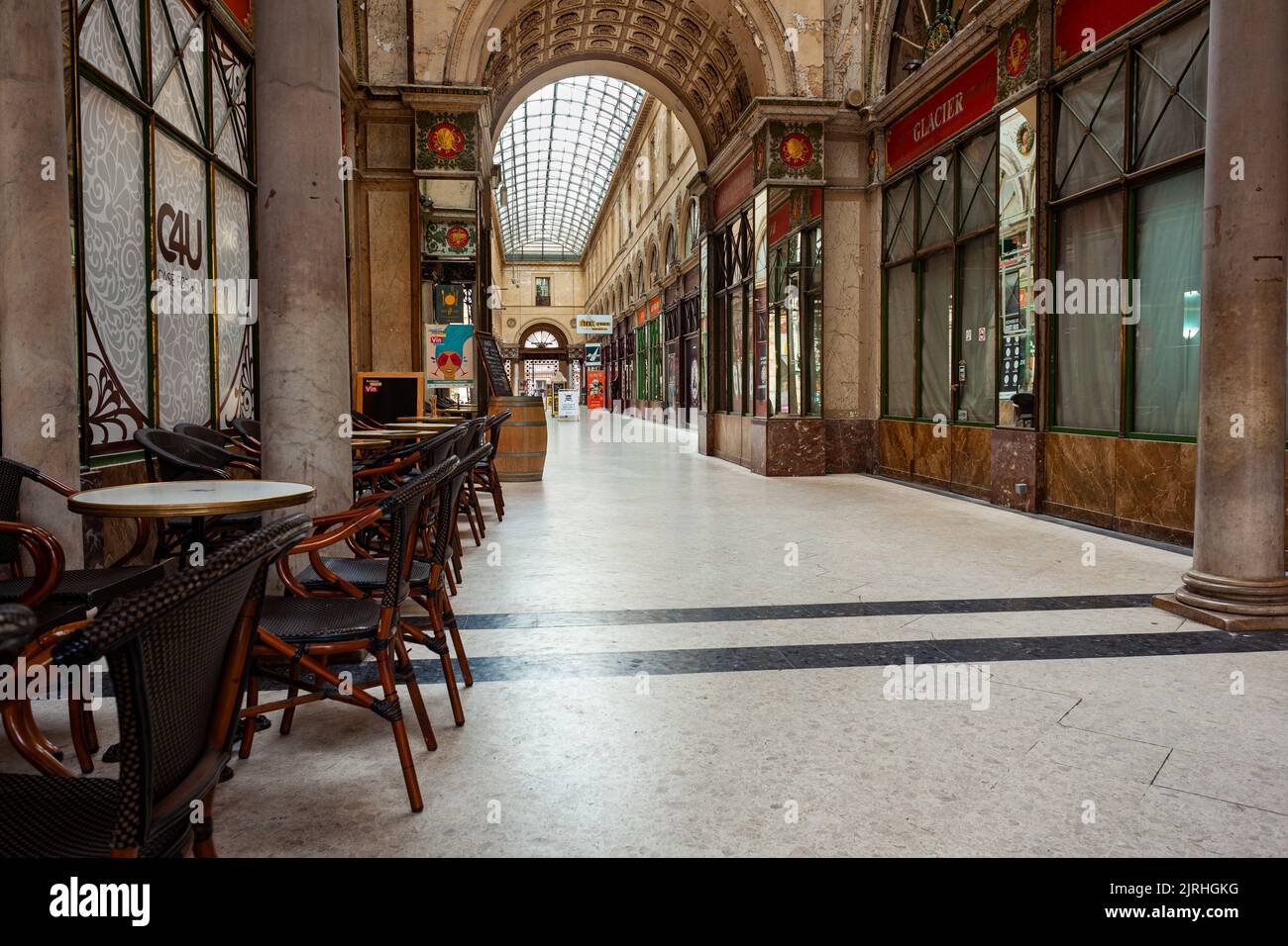 Bordeaux, France - July, 17: Interior of the Galerie Bordelaise or Galerie de la Torre, a beautiful shopping center or arcade which was built in 1834 Stock Photo