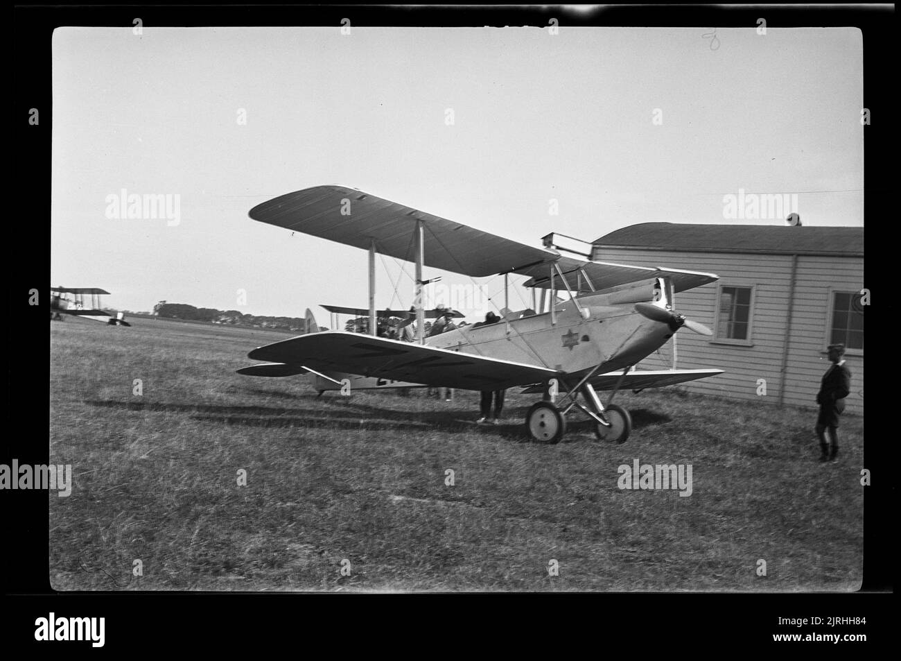 [Bi-plane, Wigram], 1920s to 1930s, Christchurch, by Roland Searle. Stock Photo