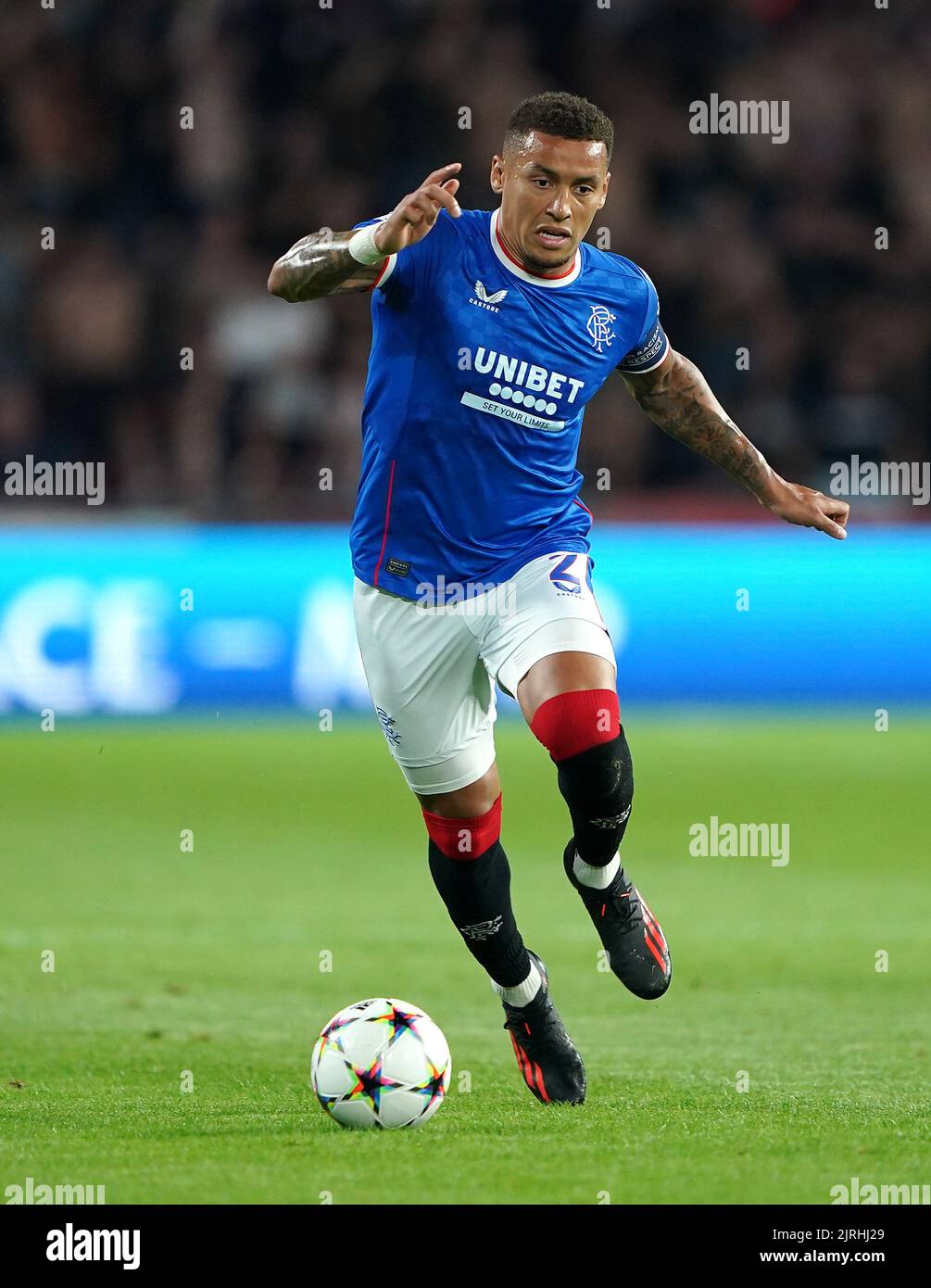 Rangers' James Tavernier during the UEFA Champions League qualifying match at PSV Stadion, Eindhoven. Picture date: Wednesday August 24, 2022. Stock Photo