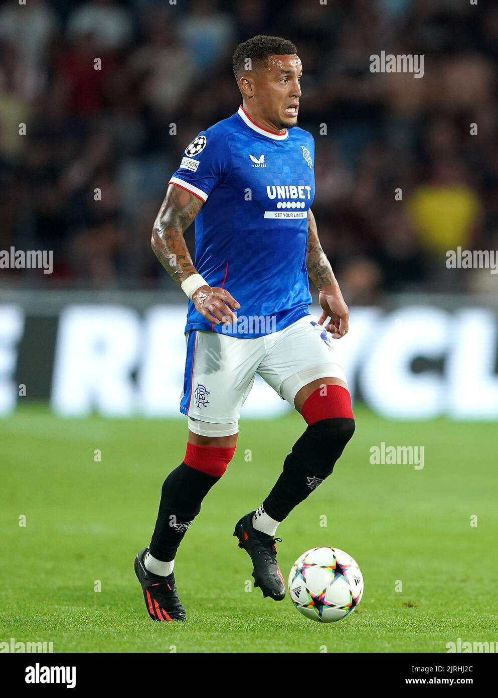 Rangers' James Tavernier during the UEFA Champions League qualifying match at PSV Stadion, Eindhoven. Picture date: Wednesday August 24, 2022. Stock Photo