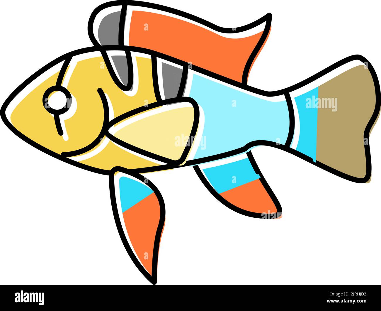 ram cichlids fish color icon vector illustration Stock Vector