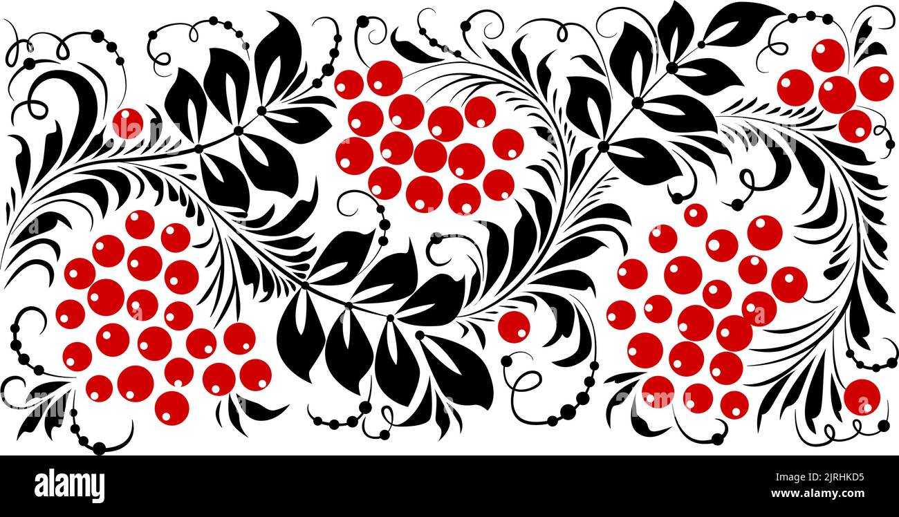 Ukrainian style poster based on Ukrainian folk embroidery in red and