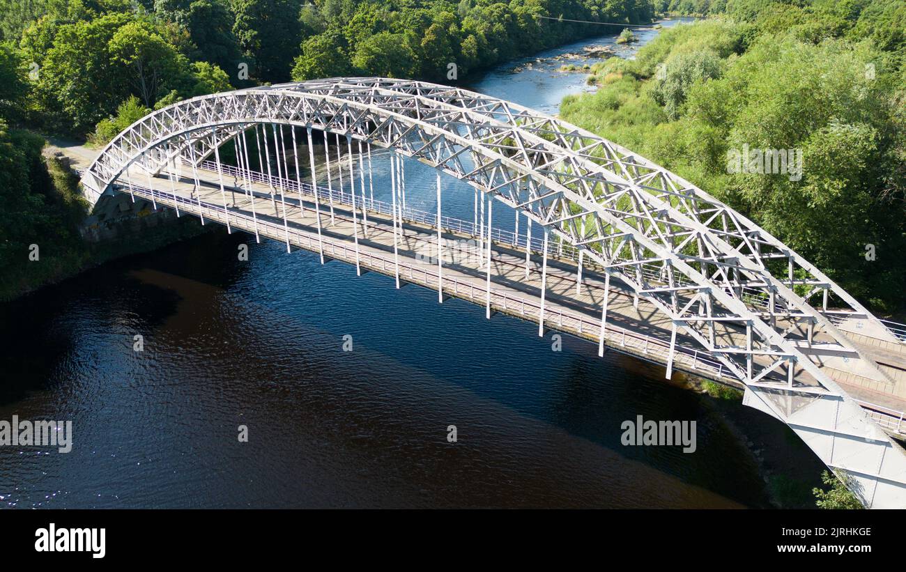 Wylam, England, 24 August 2022. Opened on the 6 October 1876 West Wylam Bridge – also known as Hagg Bank Bridge and Points Bridge – was built as a rai Stock Photo