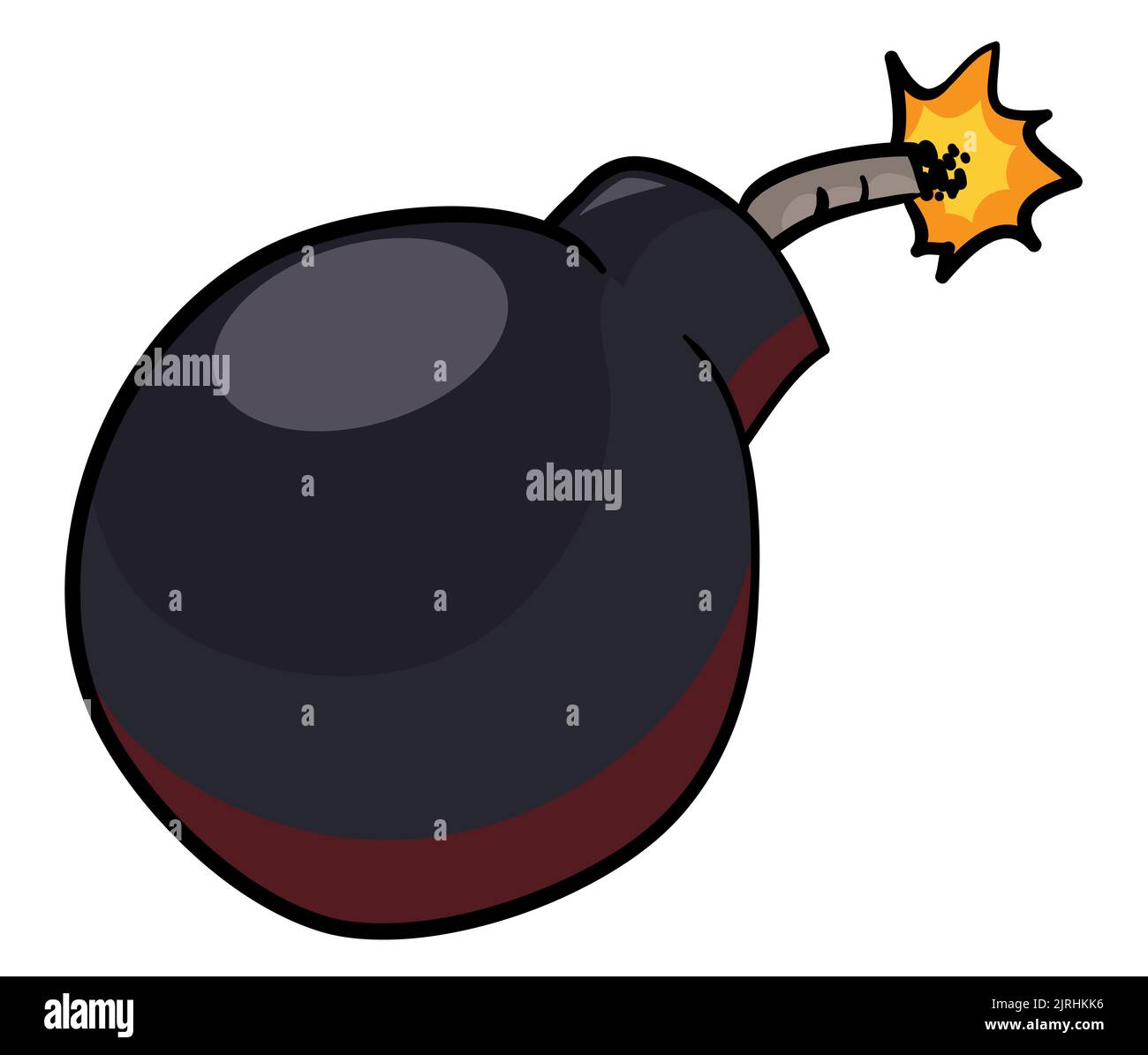 View of powerful ignited bomb, with bomb fuse running out and ready to explode. Stock Vector