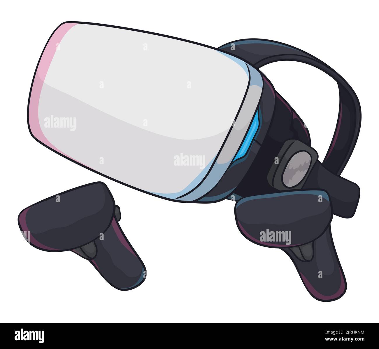 Virtual reality headset, with two controllers ready to enjoy a digital