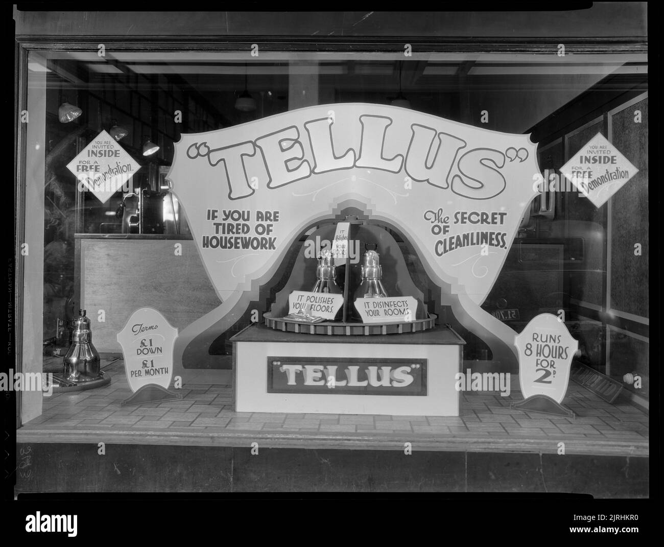 Window display for A&T Burt Ltd Tellus vacuum cleaner, 19311940