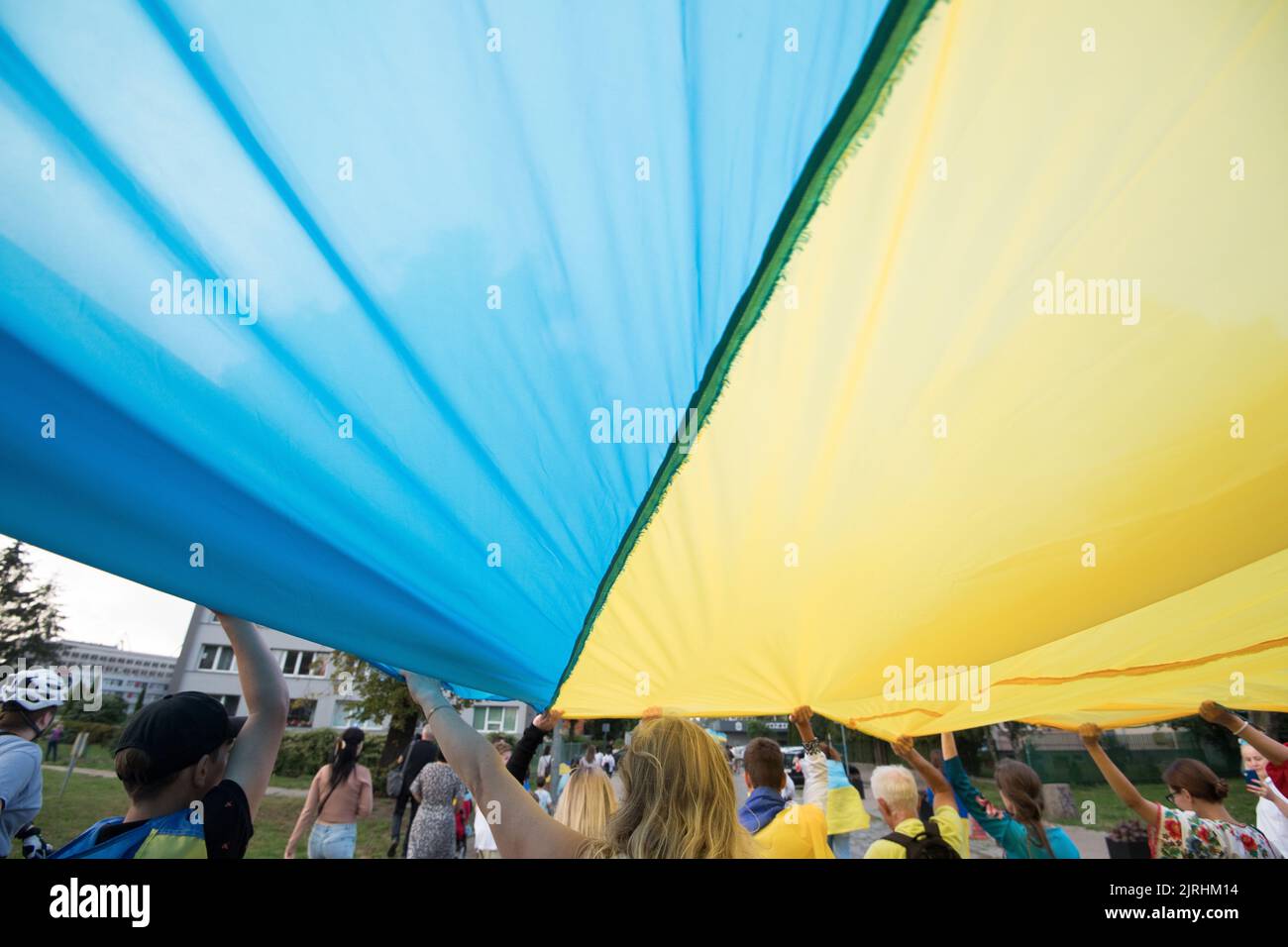 Gdansk, Poland. 24th August 2022. Anti-war protest against Russian invasion on Ukraine, in six months of the war in Ukraine and Ukrainian state holiday Independence Day of Ukraine © Wojciech Strozyk / Alamy Live News Stock Photo