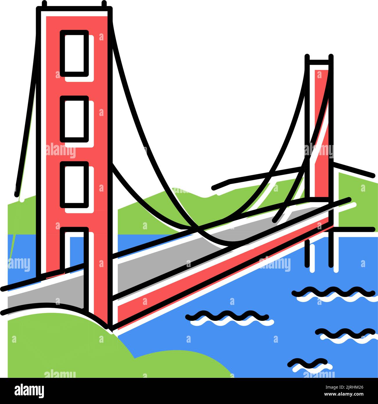 golden gate bridge color icon vector illustration Stock Vector