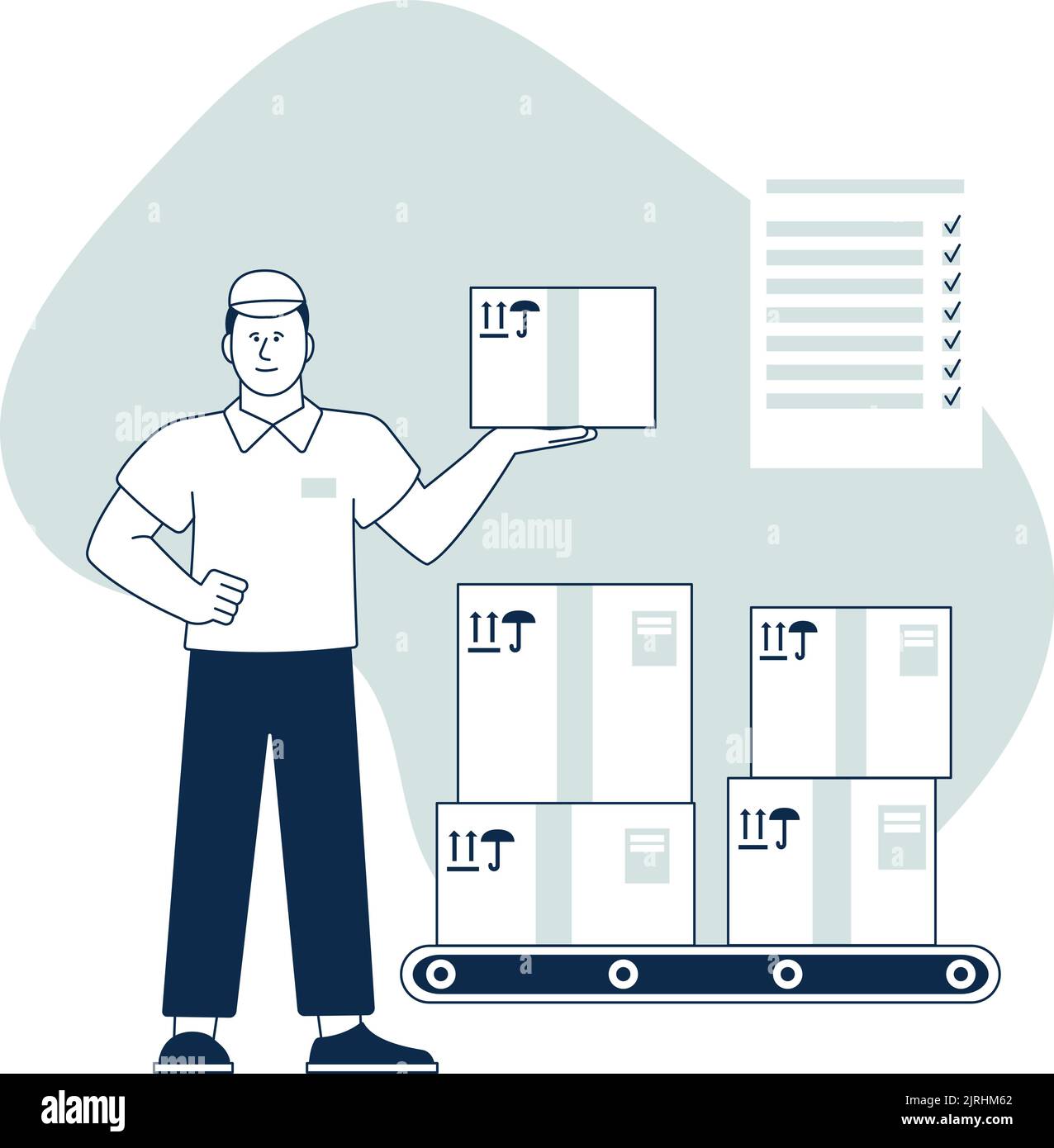 Shipping boxes check. Cargo delivery control concept Stock Vector Image