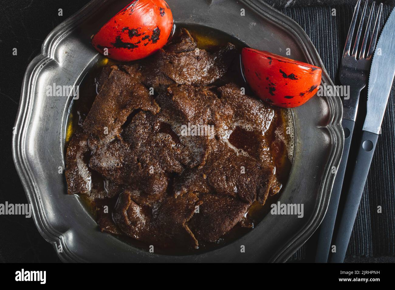 Shawarma Beef Turkish traditional doner kebap on plate  Stock Photo