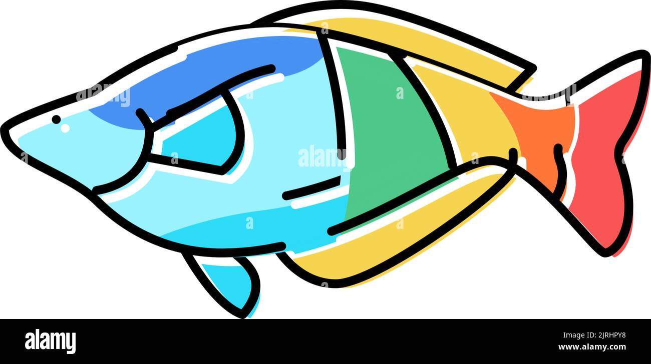 rainbowfish aquarium fish color icon vector illustration Stock Vector