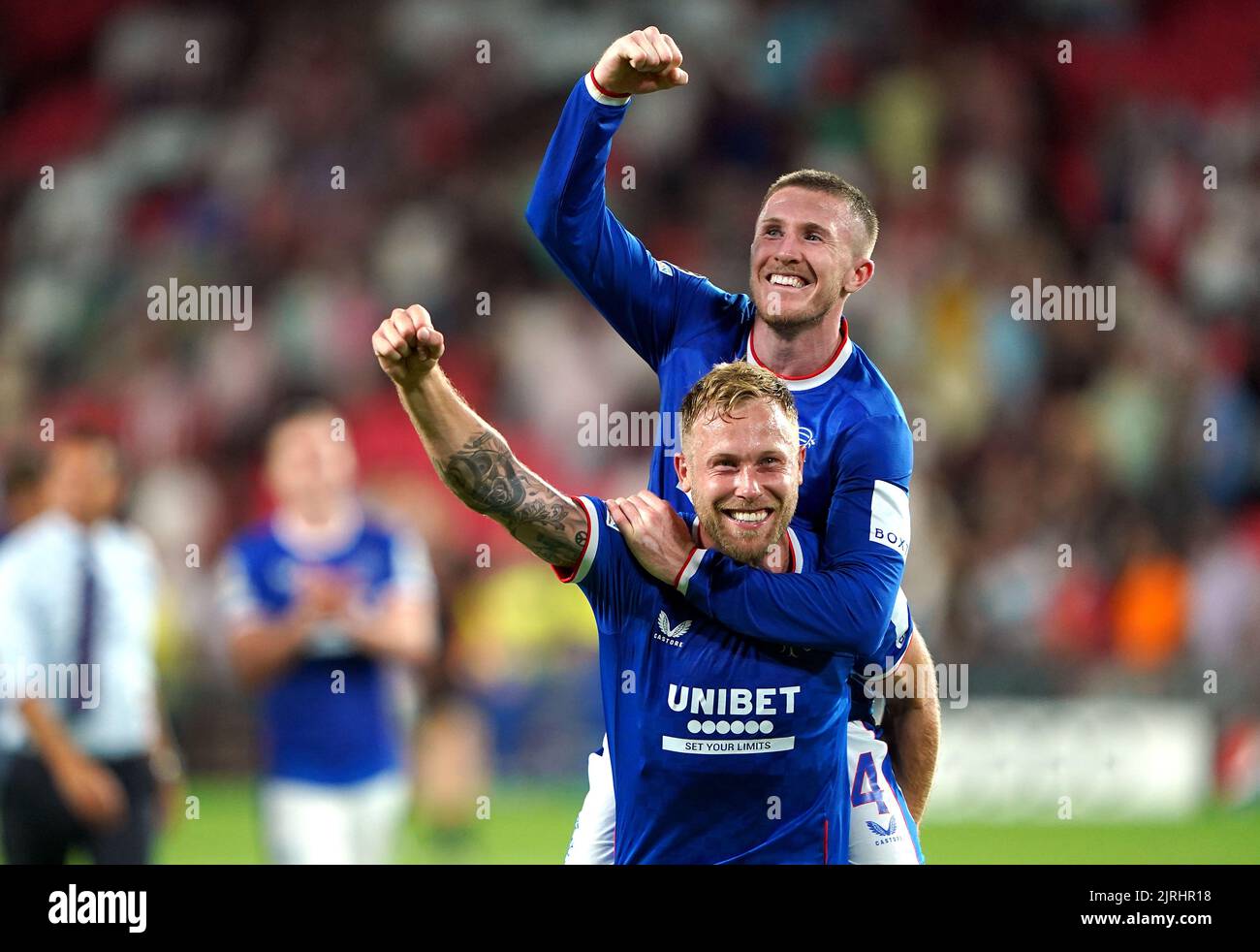 Rangers' Scott Arfield and John Lundstram celebrates victory in front ...