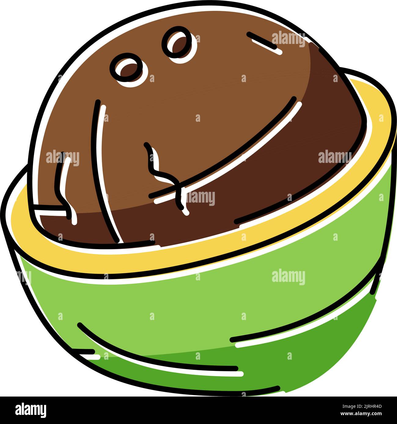 one whole coconut color icon vector illustration Stock Vector Image ...