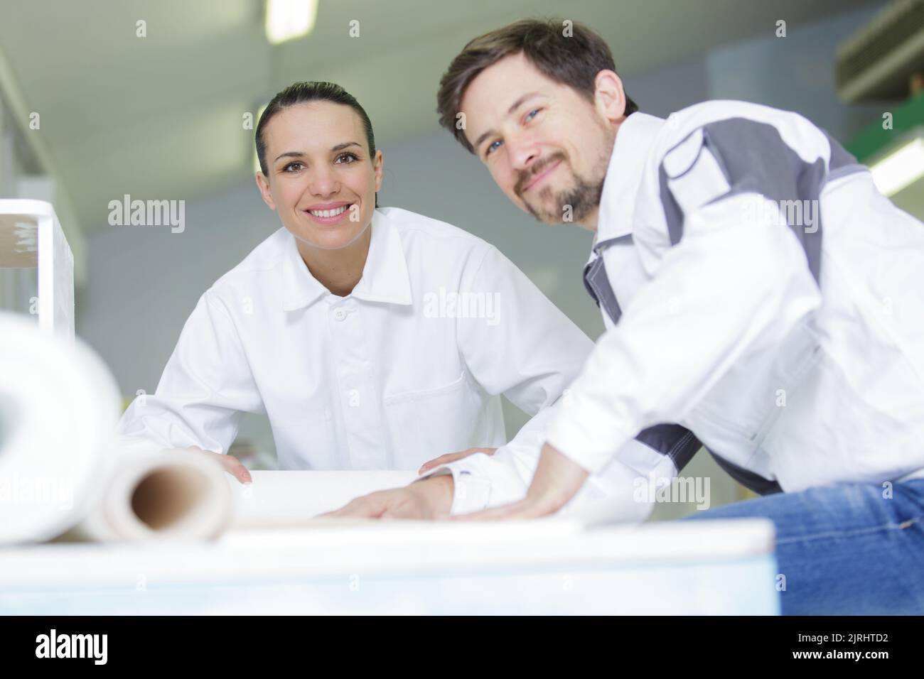 team of two painters at work Stock Photo Alamy