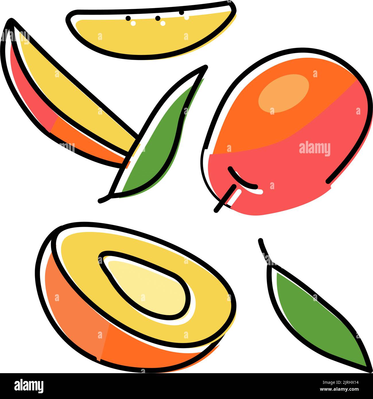 mango ripe cut leaf red color icon vector illustration Stock Vector ...