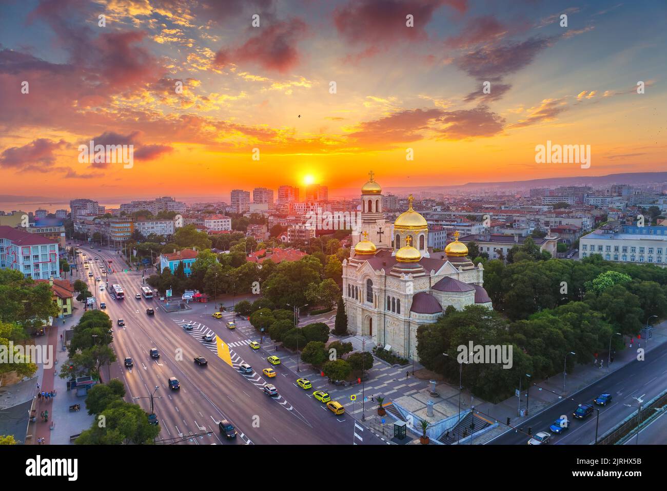 Aerial view of The Cathedral of the Assumption in Varna, Bulgaria. Stock Photo