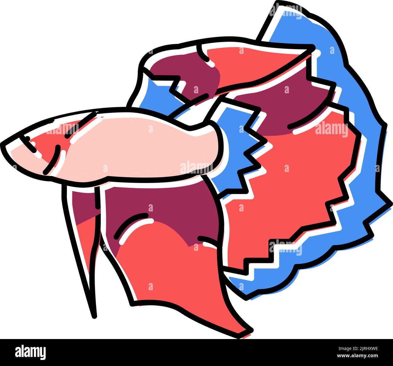 betta fish color icon vector illustration Stock Vector
