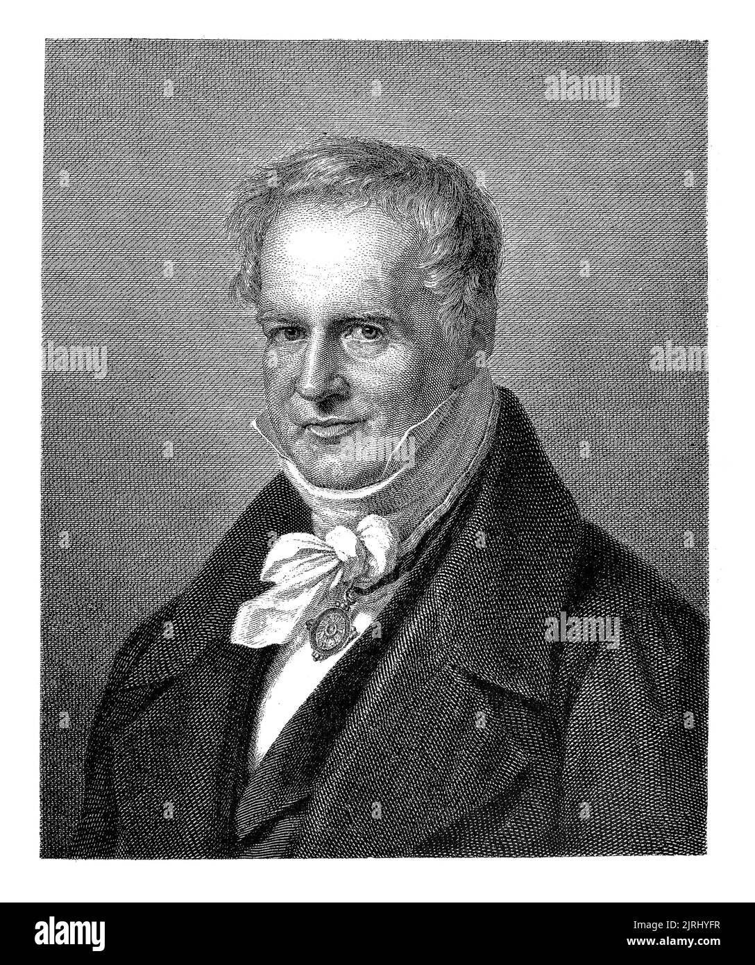 illustration of a Friedrich Wilhelm Heinrich Alexander von Humboldt. Prussian geographer, naturalist, explorer and exponent of Romanticism founder of biogeograph Stock Photo