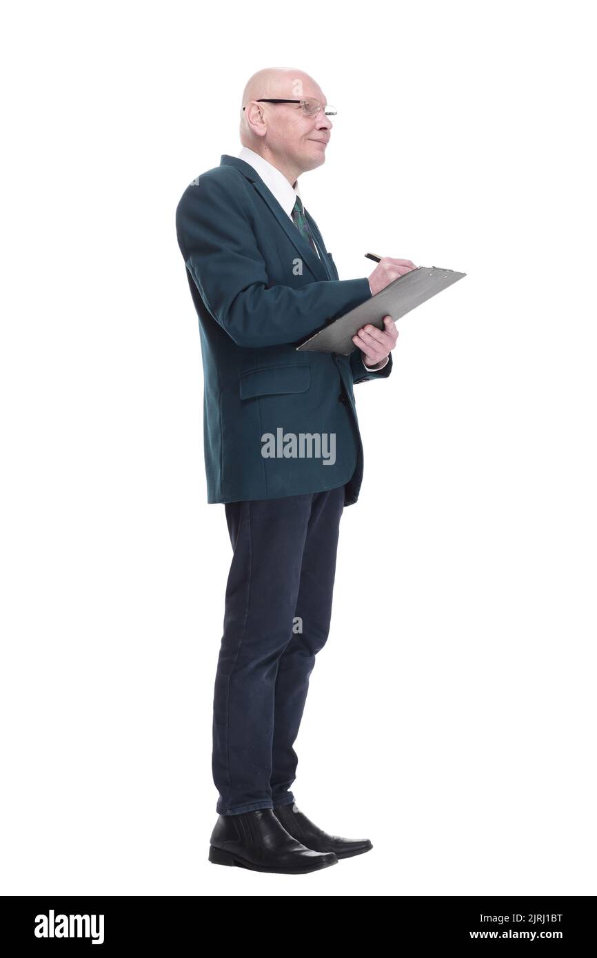 serious business man writing something in the clipboard Stock Photo - Alamy