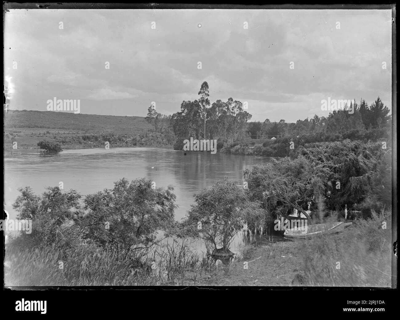 Waikato River at Taupo, 1905, by Fred Brockett. Stock Photo