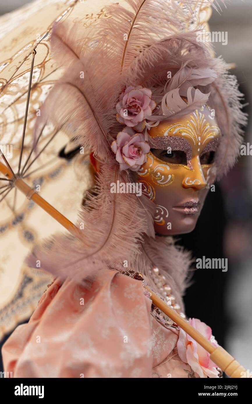 Venice carnival 2022, lady wearing beautiful mask Stock Photo Alamy