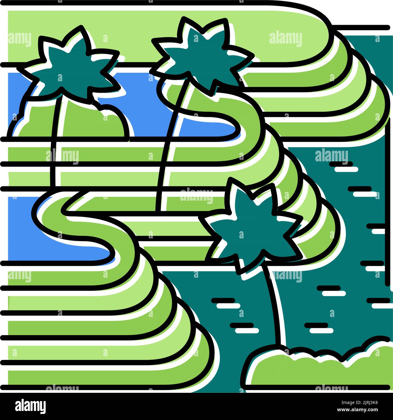 tegallalang rice terraces color icon vector illustration Stock Vector ...
