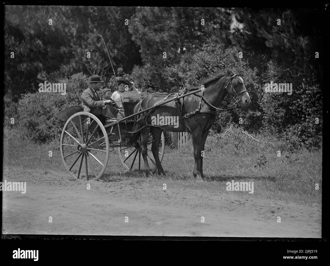 Three People in a Horse-Drawn Carriage, circa 1908, by Fred Brockett ...