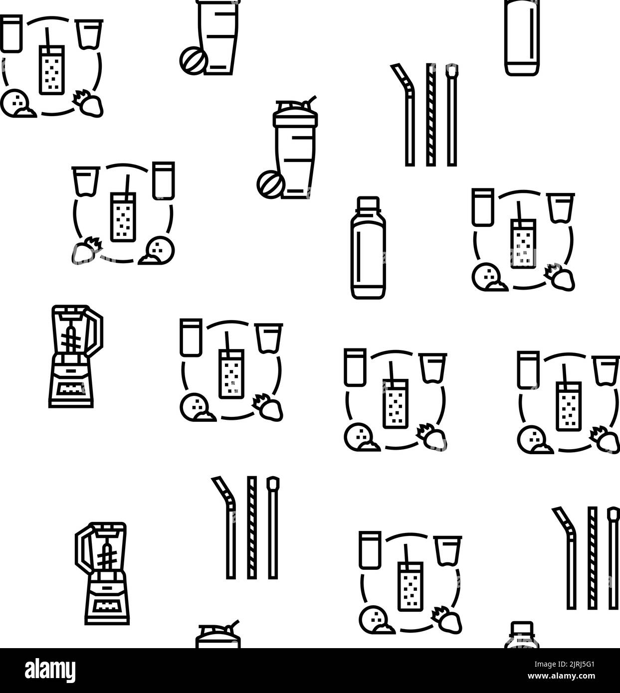 smoothie fruit juice food shake vector seamless pattern Stock Vector