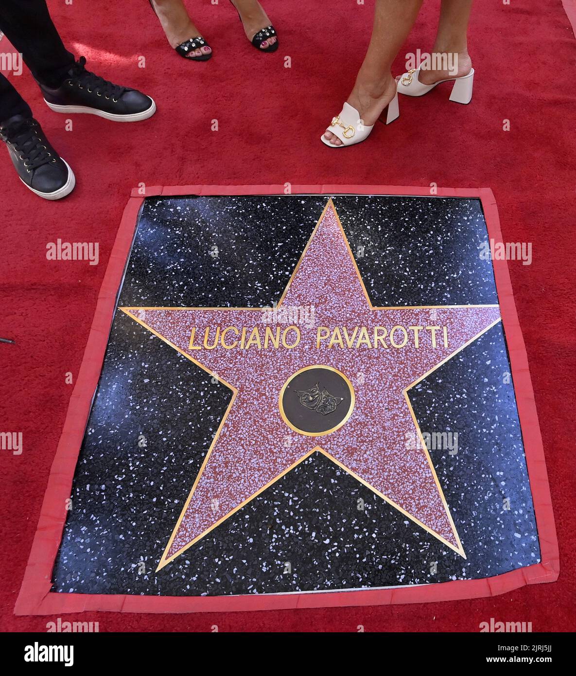 Los Angeles, United States. 24th Aug, 2022. The Hollywood Walk of Fame star of the late iconic Italian opera singer Luciano Pavarotti is seen following an unveiling ceremony honoring him with the 2,730th star during a posthumous unveiling ceremony on the Hollywood Walk of Fame in Los Angeles on Wednesday, August 24, 2022. Photo by Jim Ruymen/UPI. Credit: UPI/Alamy Live News Stock Photo