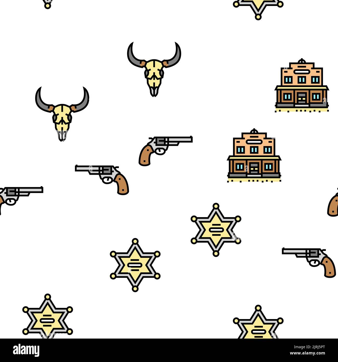 Western Cowboy And Sheriff Man vector seamless pattern Stock Vector ...