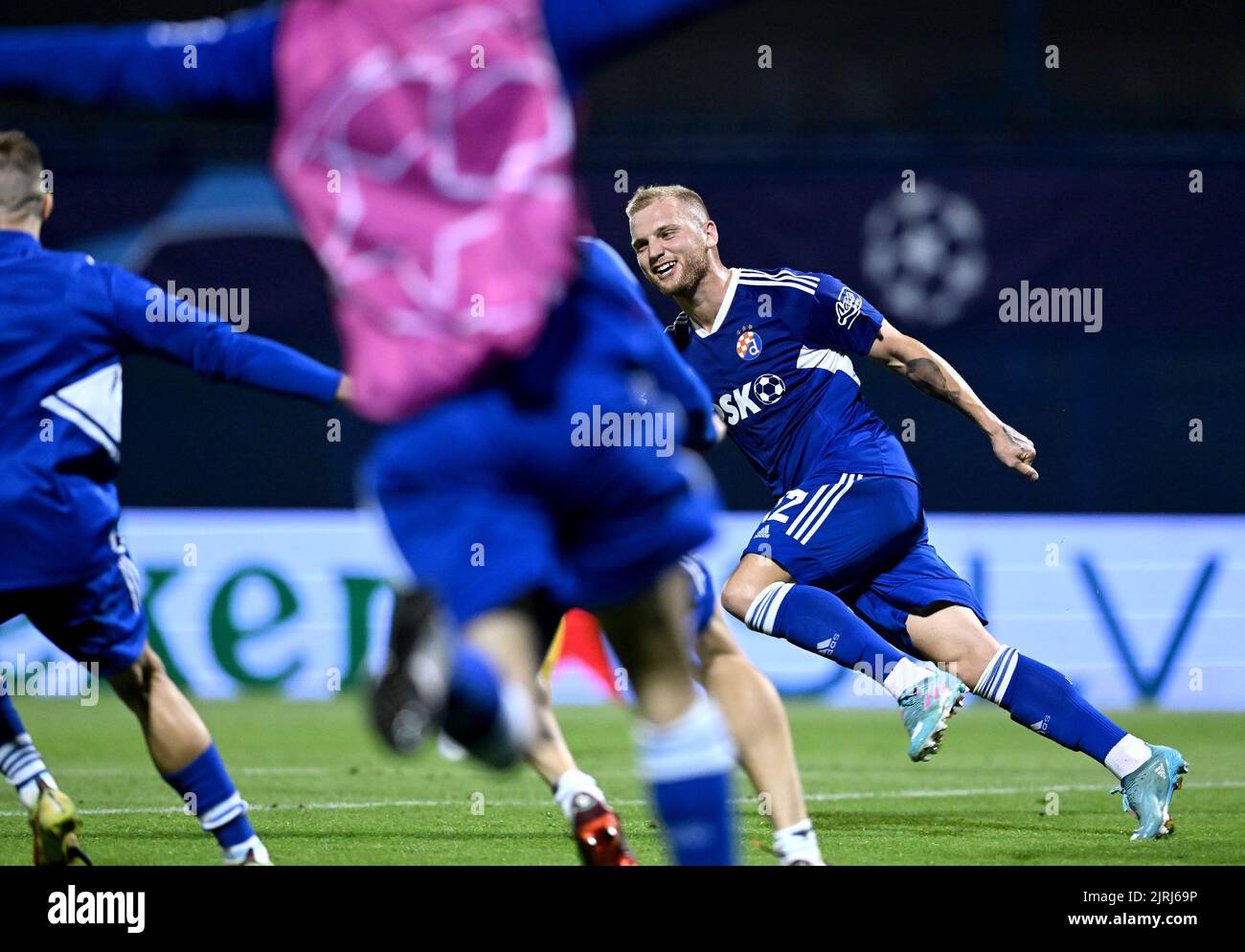 Petar Bockaj of Dinamo celebrate after scoring during UEFA Champions ...